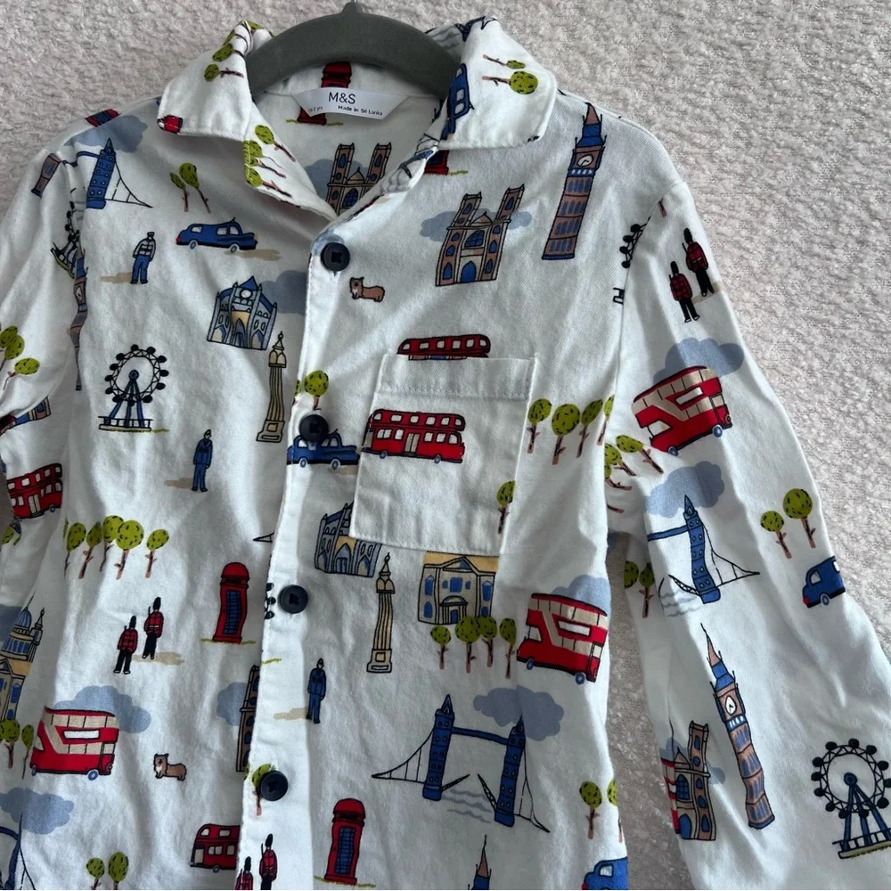 Marks & Spencer M&S Infant London 2 Piece Pajamas Matching Set Size 18-24 Months